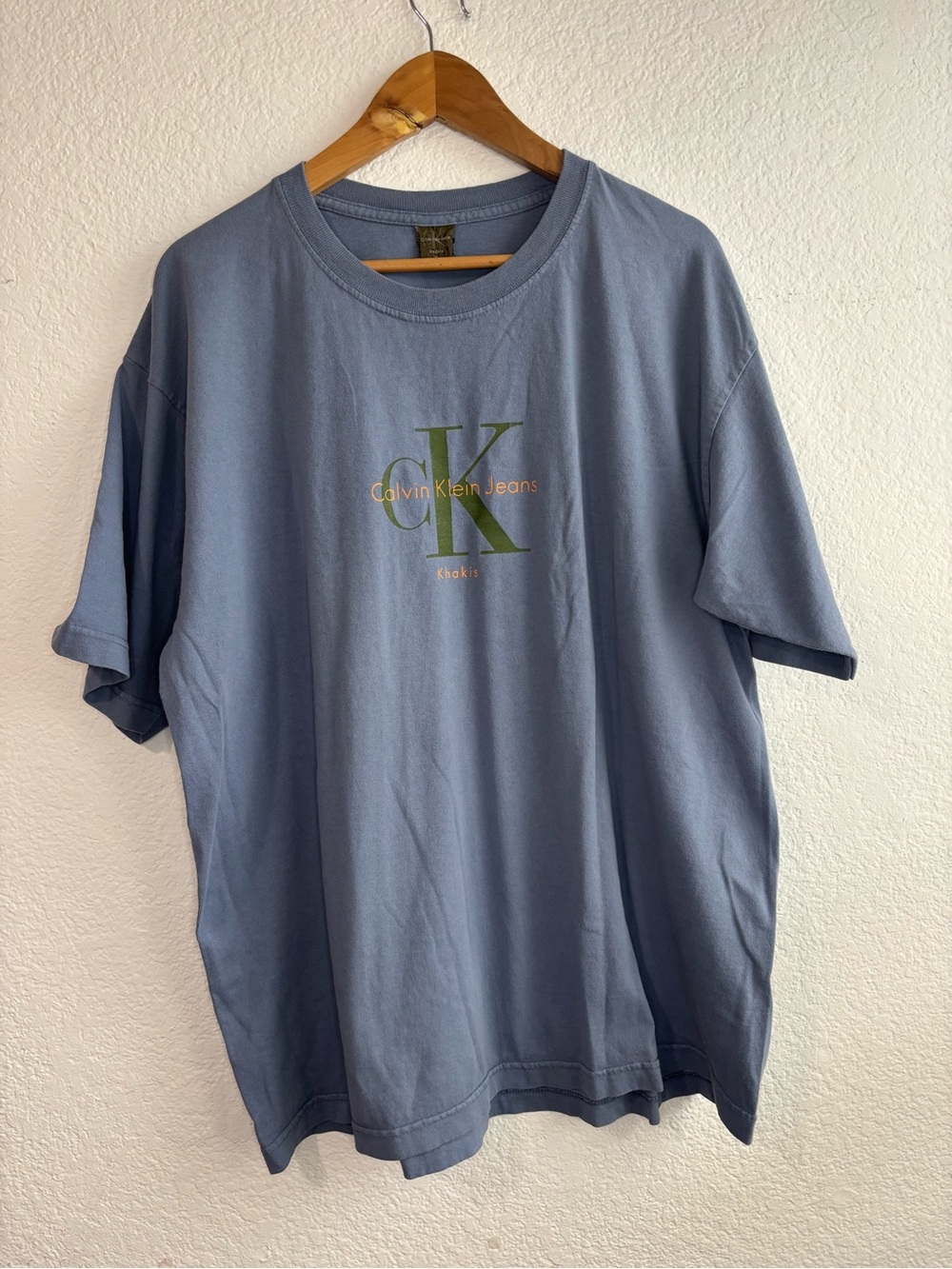 Vintage Calvin Klein Jeans Cotton Men’s Blue Graphic Logo T-Shirt XL